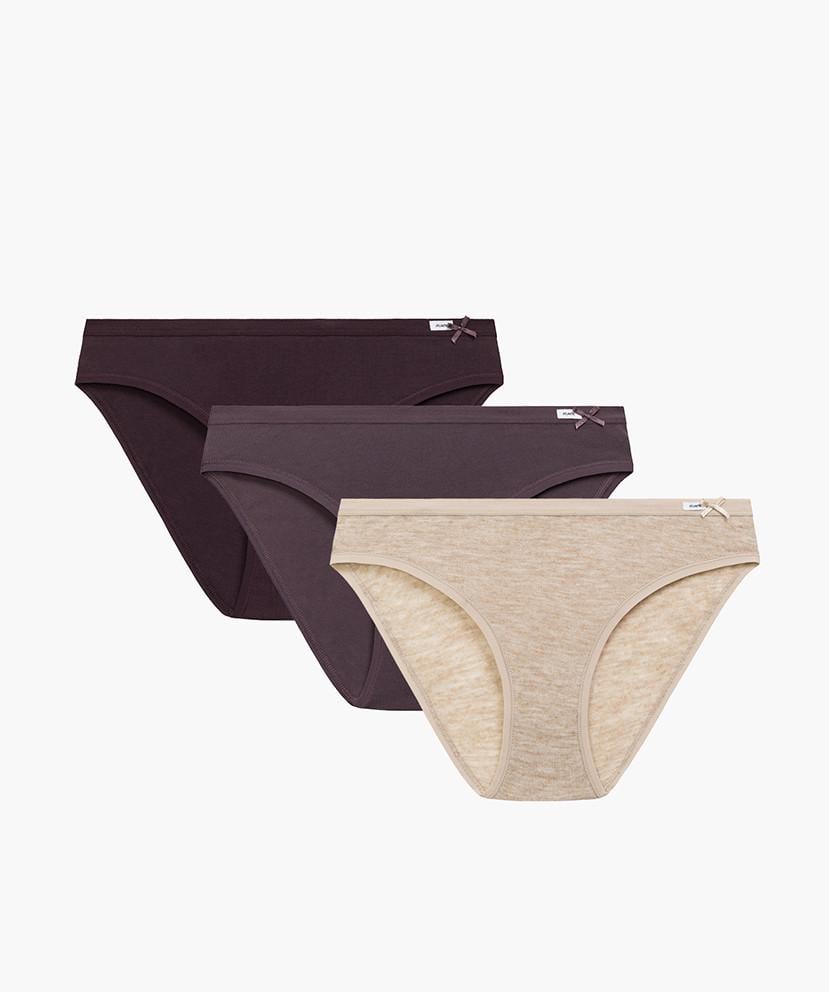 Набір трусів-бікіні жіночих Atlantic 3CLP-002 з середньою посадкою XXL Бежевий/Винний/Фіолетовий (2836701546)
