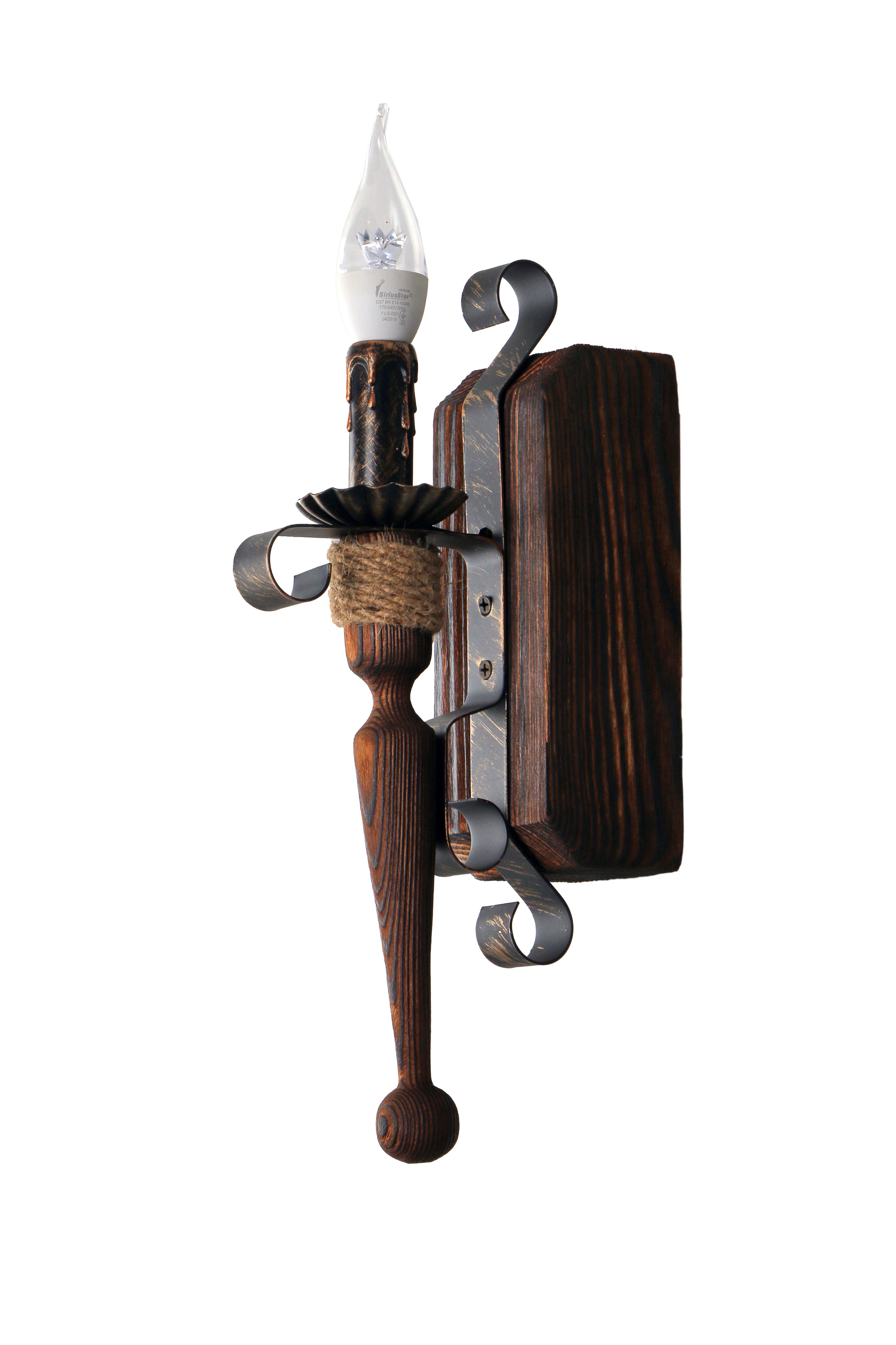 Бра дерев'яне Sirius темний випалення на 1 лампочку (S7015/1)