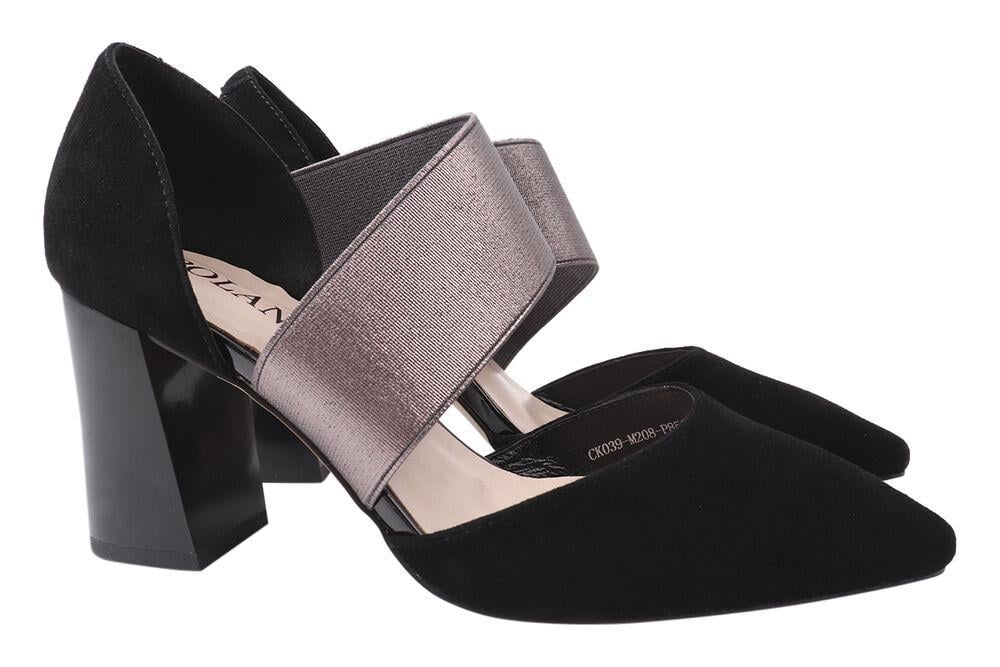 Туфли женские Polann из замши на большом каблуке р. 38 Черный (155-21/22LT)