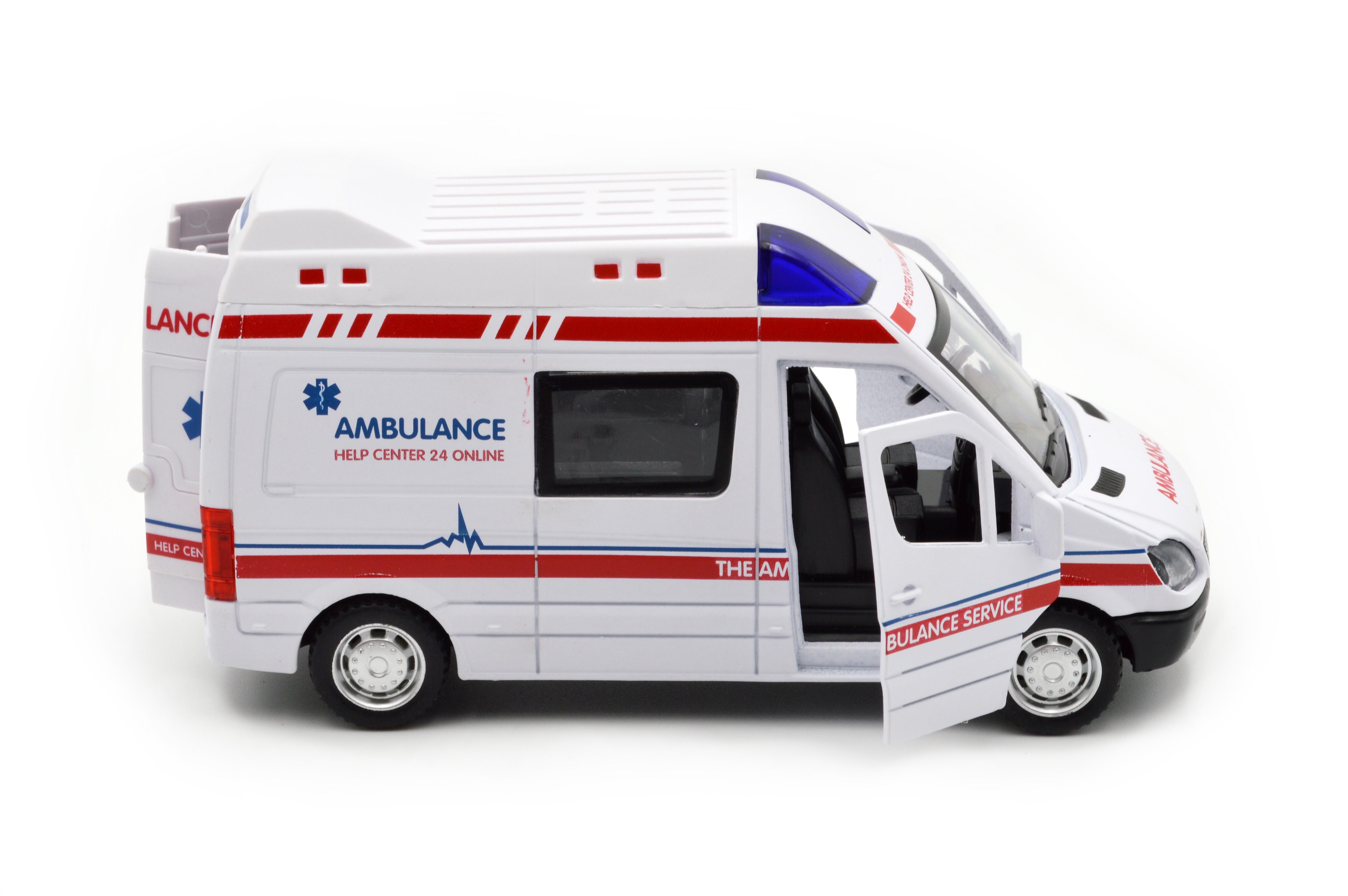 Модель металева швидка допомога CLM 61K інерція звук світло - фото 5