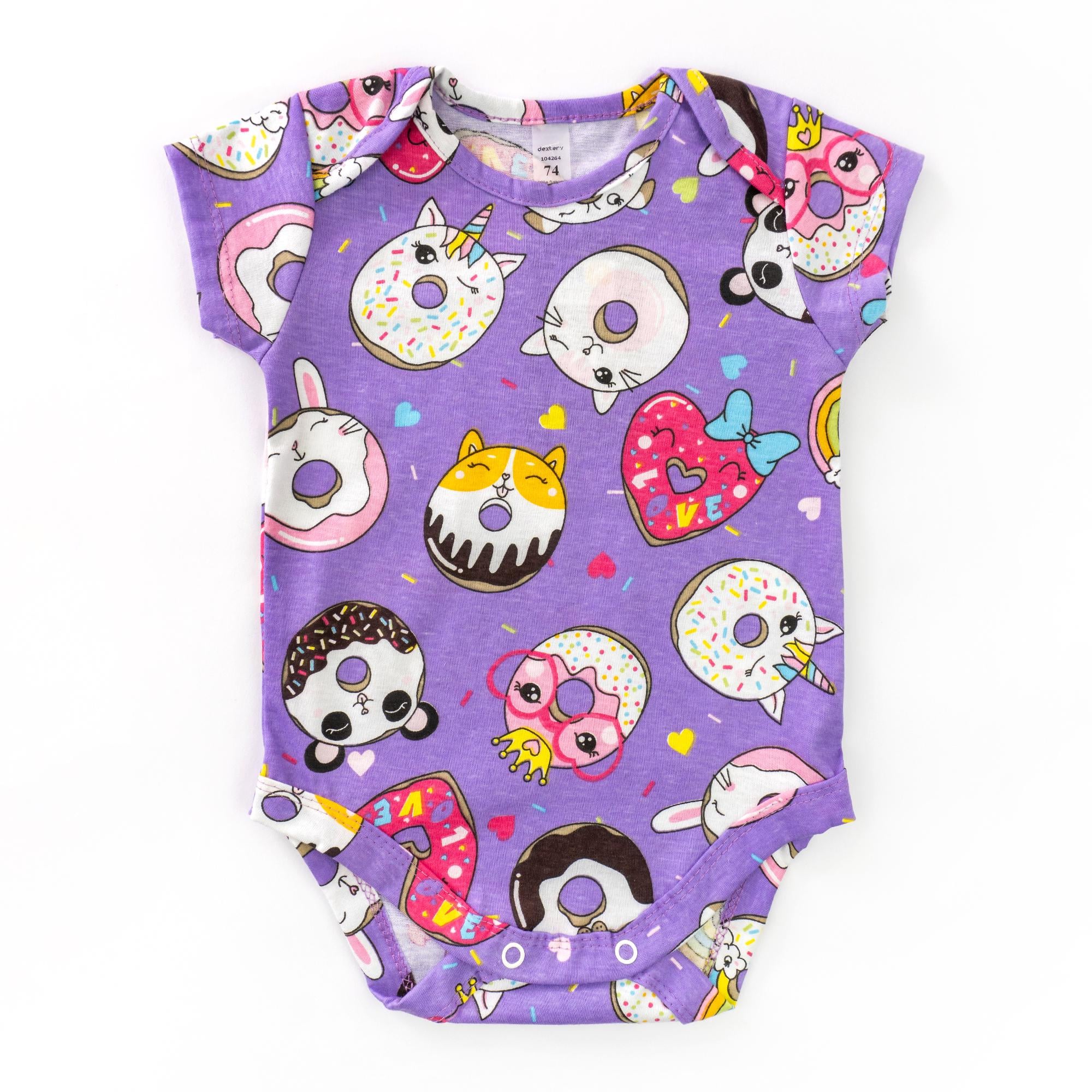 Боди для девочки Dexter's Crazy Donuts 104264 с вырезом челнок и коротким рукавом 80 см (706981353)