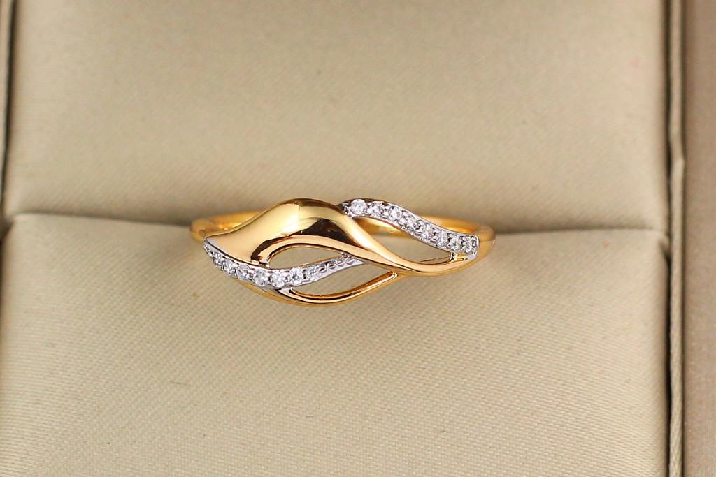 Кольцо Xuping Jewelry Волны с родием р. 17 Золотистый