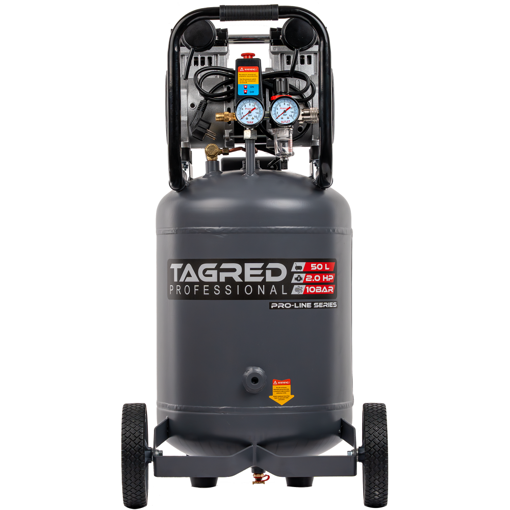 Компрессор безмасляный Tagred вертикальный для мастерской 50 л 2 кВт (TA3396)
