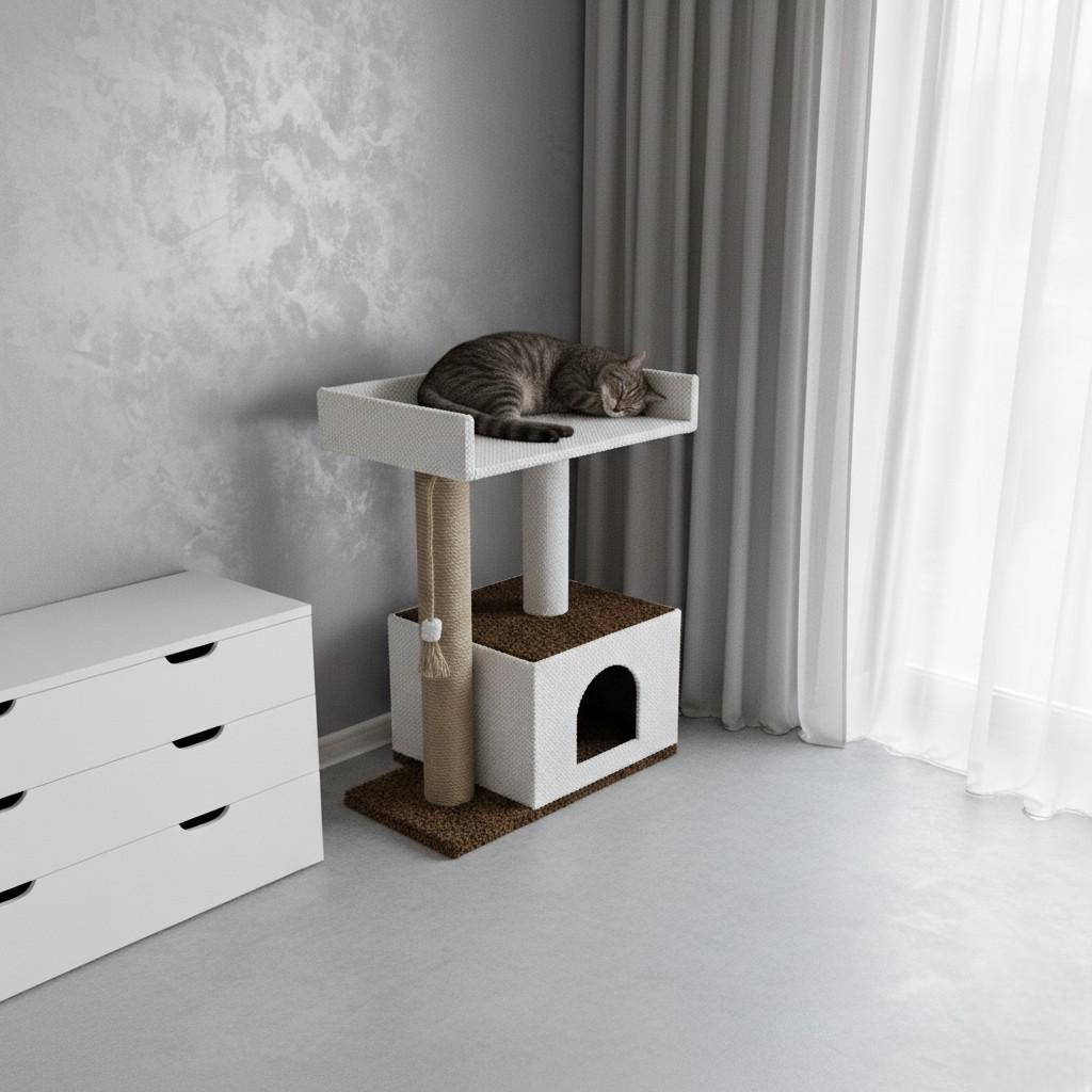 Когтеточка для кошек всех пород с большим домом лежаком