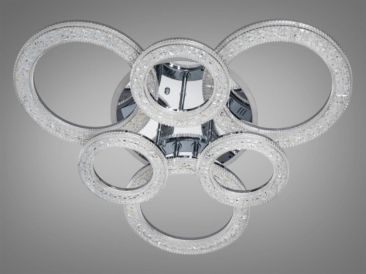 Люстра LED в спальню с димером 107W на 15 м2 Хром (2533028519)