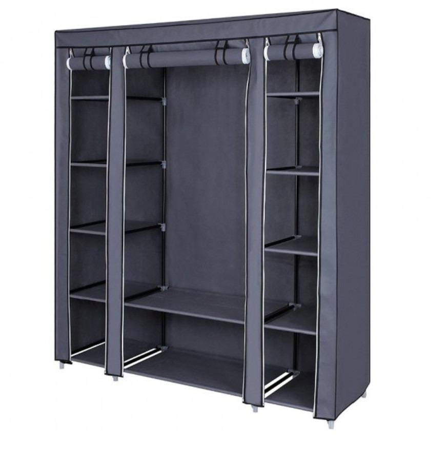 Шкаф складной тканевый для одежды HCX Storage Wardrobe 68150 с металлическим каркасом Серый