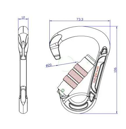 Карабін алюмінієвий First Ascent Belay з фіксатором Gray (FA7018) - фото 3