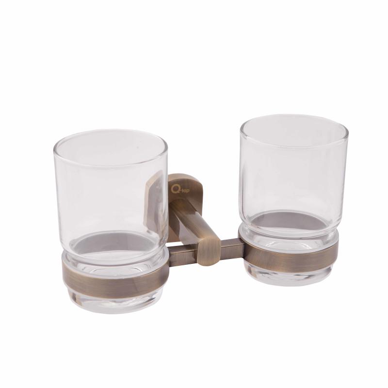 Стакан для зубных щеток QT Liberty ANT 1155 QTLIBANT1155 двойной настенный Бронзовый (34142)