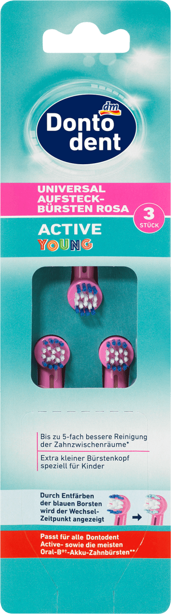 Насадки для кистей универсальные Dontodent Active Young 3 шт. Pink (БТ-090)