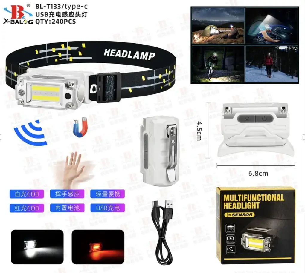 Фонарь налобный Type-C с сенсорным датчиком Bailong BL-T133 Фонарь налобный (BL-T133 ) - фото 6 Фонарь налобный Type-C с сенсорным датчиком Bailong BL-T133 Фонарь налобный (BL-T133 ) - фото 6
