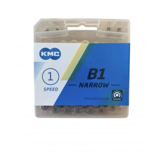 Цепь на велосипед KMC B1 Narrow односкоростная 1/2"x3/32" 112 звеньев с замком Silver (BB1NNP112-1) Цепь на велосипед KMC B1 Narrow односкоростная 1/2"x3/32" 112 звеньев с замком Silver (BB1NNP112-1)