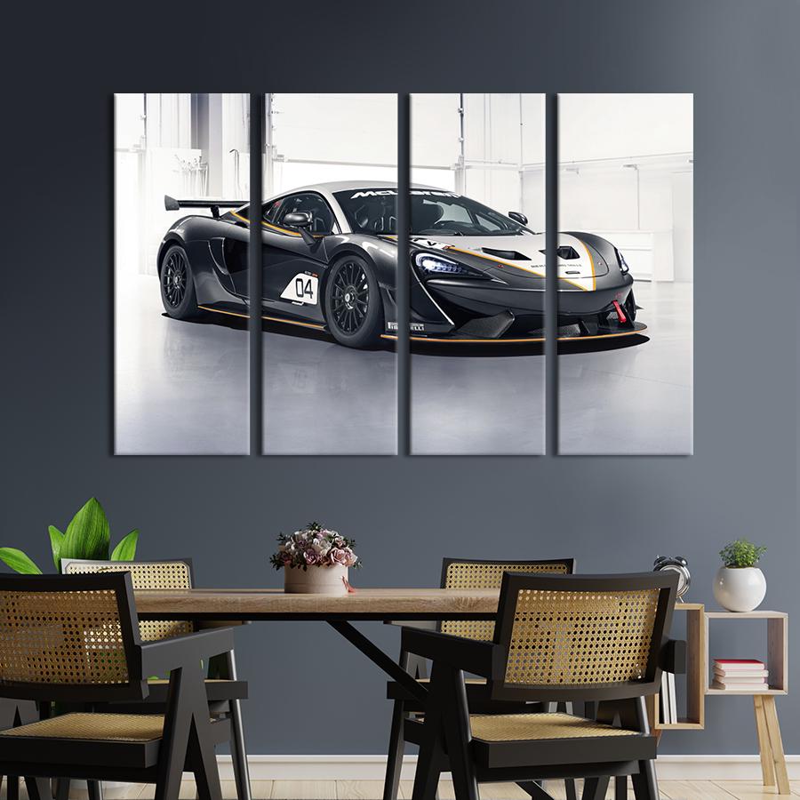 Картина на холсте Стильный автомобиль McLaren 570S GT4 209x133 см (1353-41)