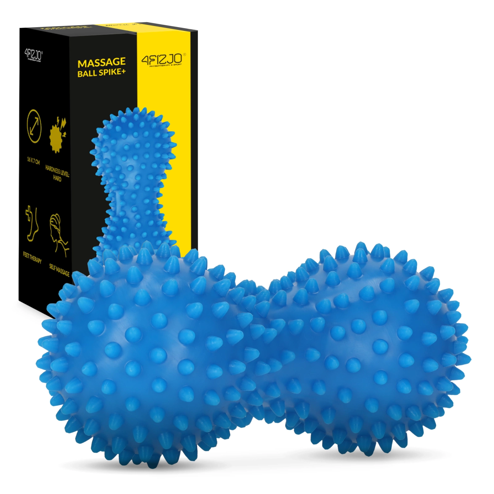 Массажный мяч двойной с шипами 4FIZJO Spike+ 7x16 см Blue (P-5905973403337)