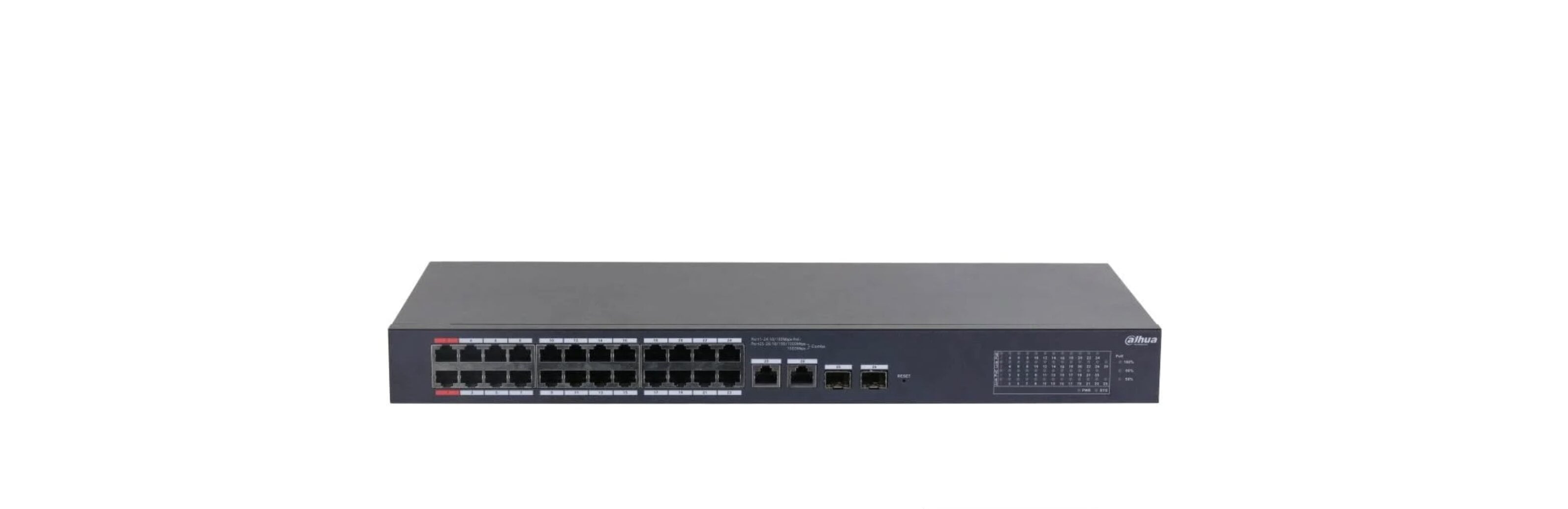 Комутатор керований PoE DH-CS4226-24ET-375 24 порти 375 Вт 440x220x44 мм (41344)
