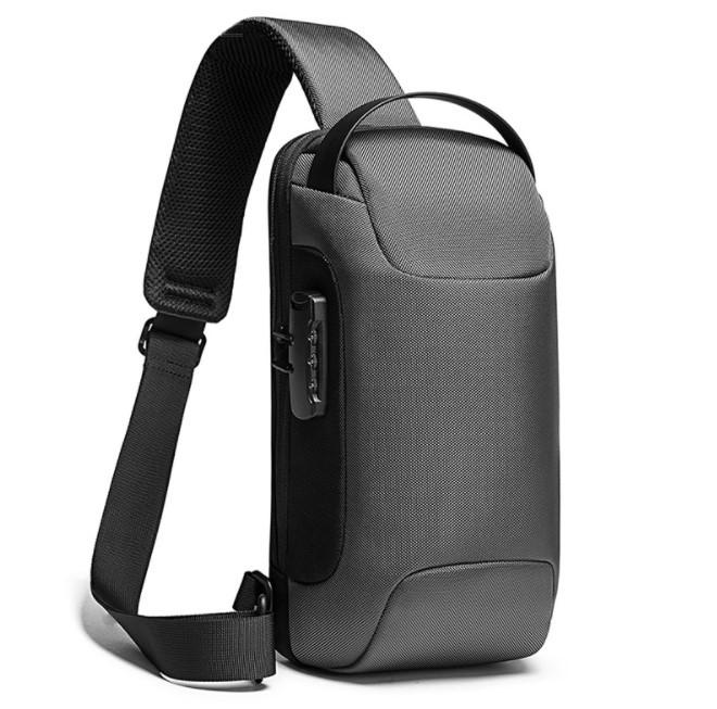 Сумка чоловіча Bange с USB нагрудна водонепроникна Сірий (IBM028S)