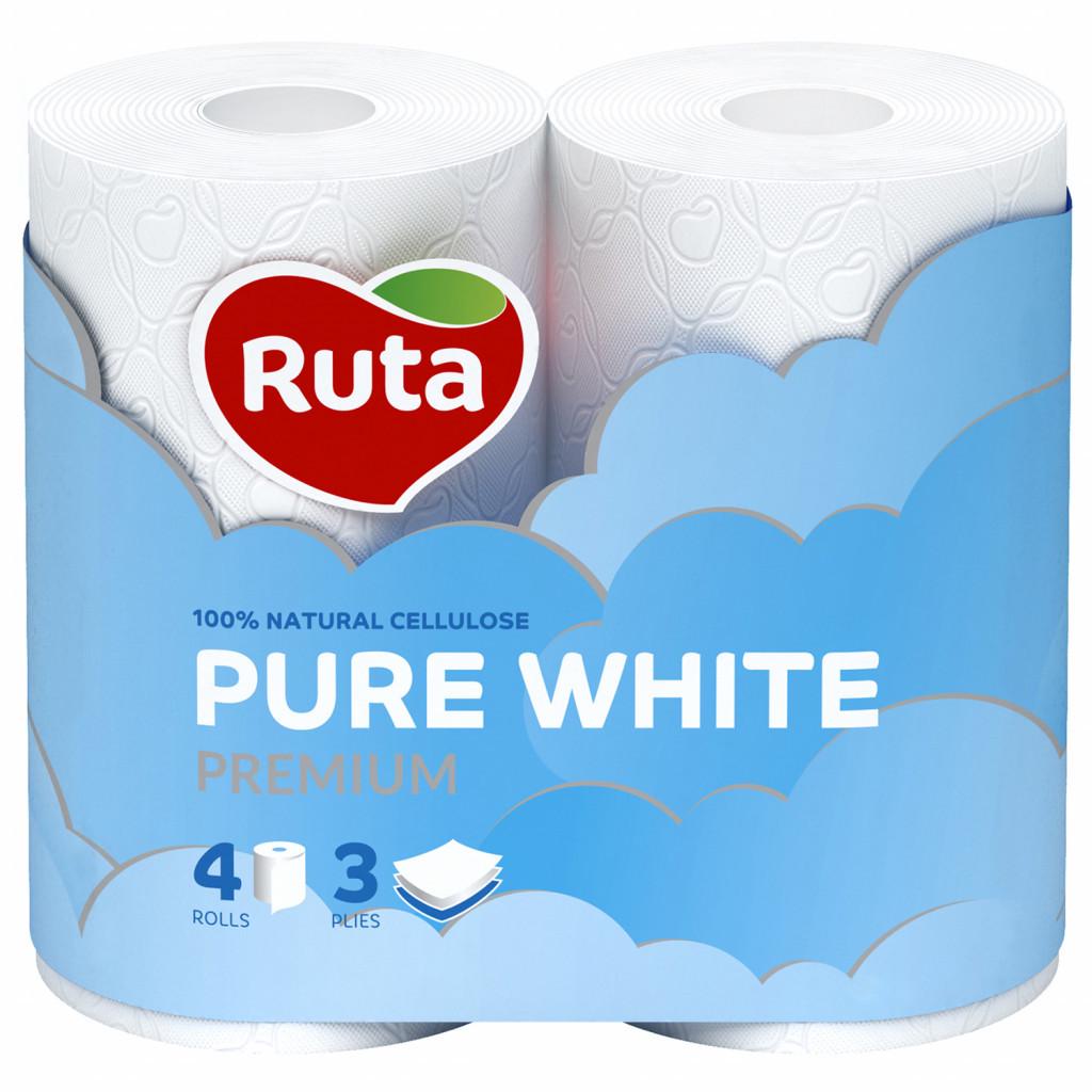 Туалетний папір Ruta Pure White тришаровий 4 шт. Білий (4820023747531)