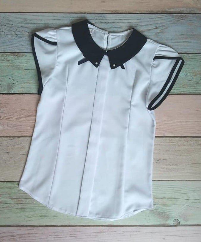 Блуза для девочки школьная 152 см Белый/Синий (14686723)