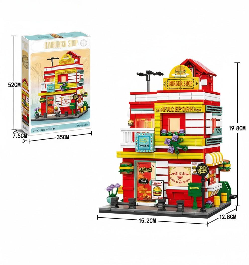Дитячий конструктор Бургерна Hamburger Shop 705 деталей Різнокольоровий - фото 3 Дитячий конструктор Бургерна Hamburger Shop 705 деталей Різнокольоровий - фото 3