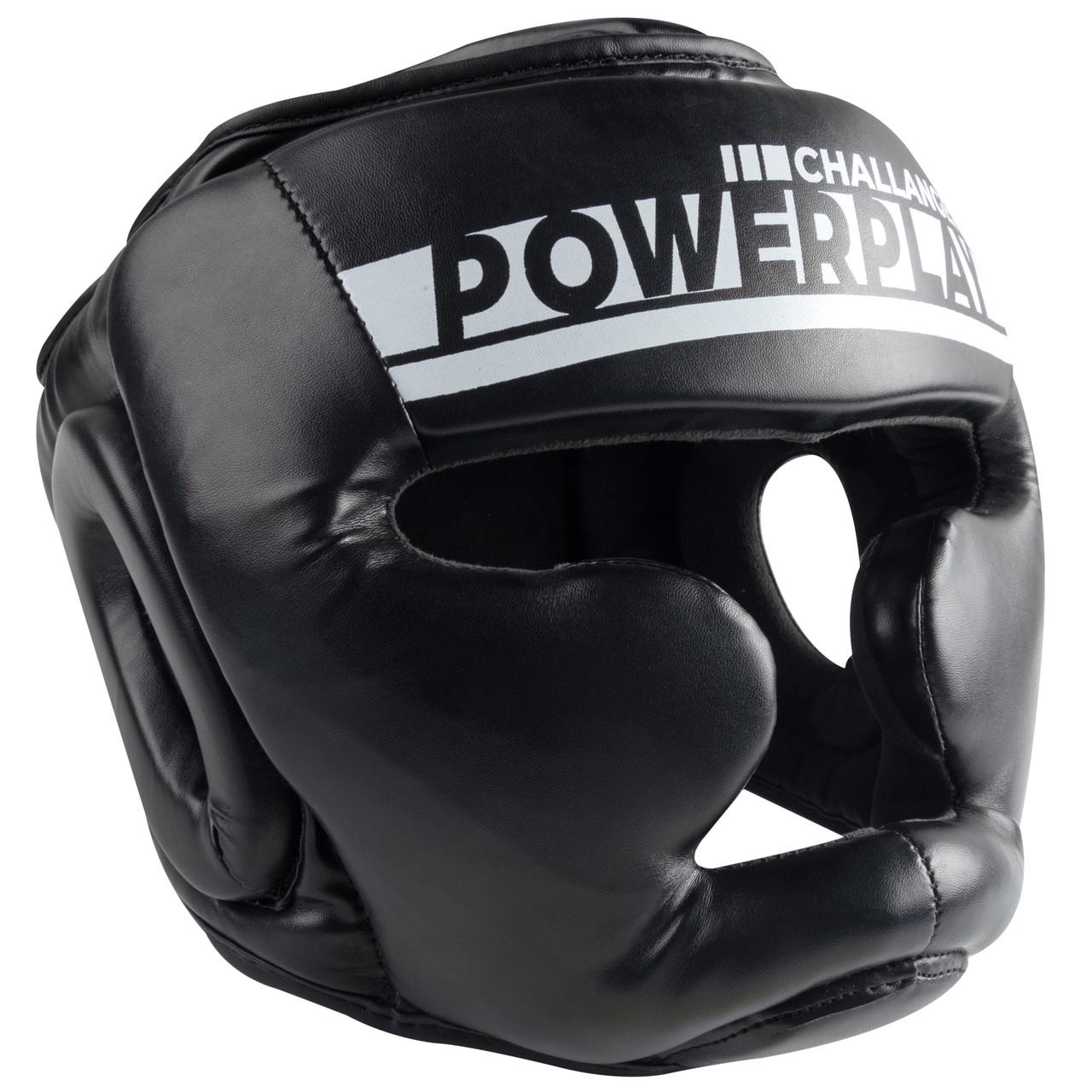 Боксерский шлем тренировочный PowerPlay 3048 L Черно-белый (24993777)