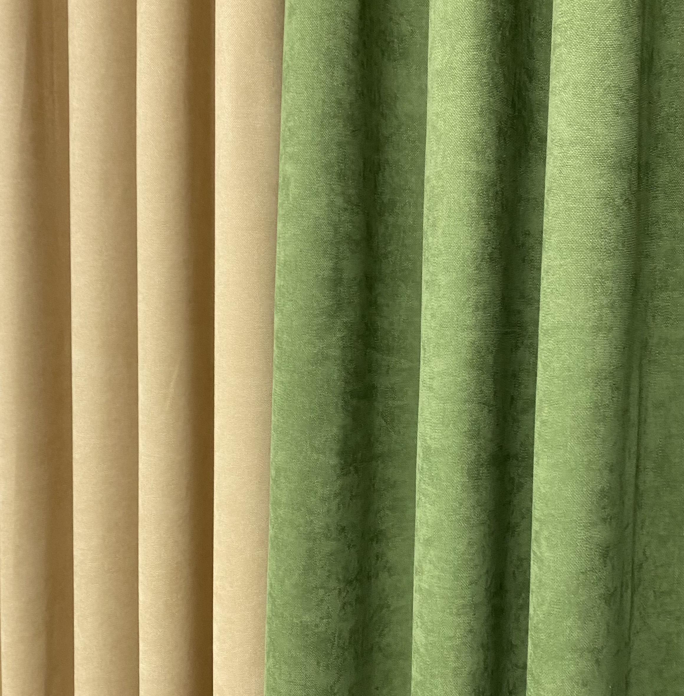 Шторы микровелюр TG Home Дуэт №450 1,50х2,70 м Зелено-бежевый (450-586/195) - фото 3 Шторы микровелюр TG Home Дуэт №450 1,50х2,70 м Зелено-бежевый (450-586/195) - фото 3