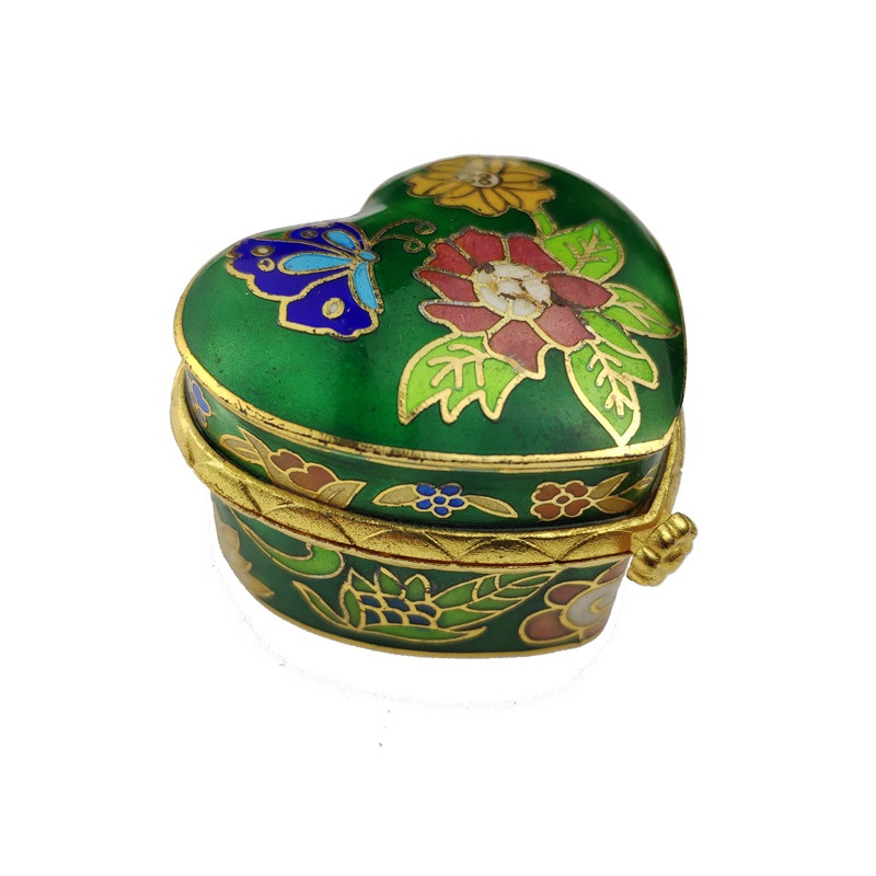 Шкатулка клуазоне Сердце 5х5х35 см Зеленый(С1095)