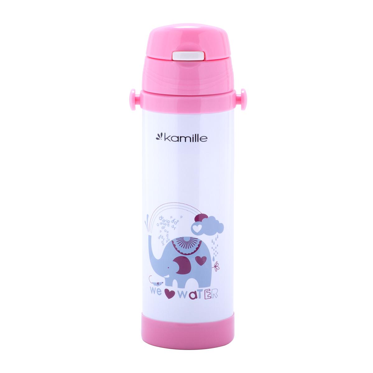 Термос дитячий з трубочкою і ремнем Kamille із нержавіючої сталі 500 мл Рожевий (2086) - фото 4 Термос дитячий з трубочкою і ремнем Kamille із нержавіючої сталі 500 мл Рожевий (2086) - фото 4