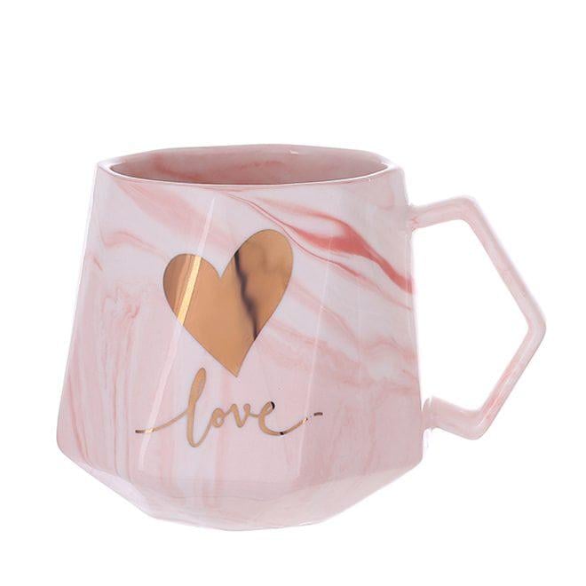 Чашка фарфоровая Flora Marble 375 мл Розовый (33310)