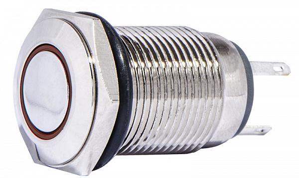 Кнопка металлическая АСКО-УКРЕМ с подсветкой 1НВ+1НЗ 220В TYJ16-261 Красный (A0140010092)