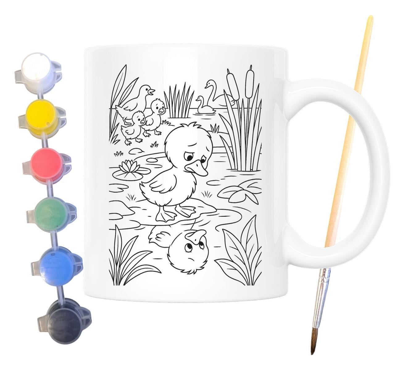 Набор для творчества кружка раскраска Гадкий утенок по мотивам книги Ханса Кристиана Андерсена 330 мл Белый (КР0185)