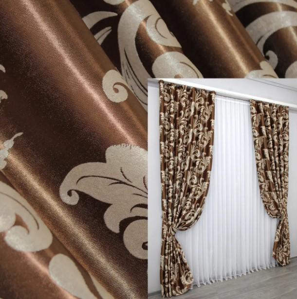 Ткань для штор Лилия блекаут/софт Коричневый (1275ш) - фото 4 Ткань для штор Лилия блекаут/софт Коричневый (1275ш) - фото 4