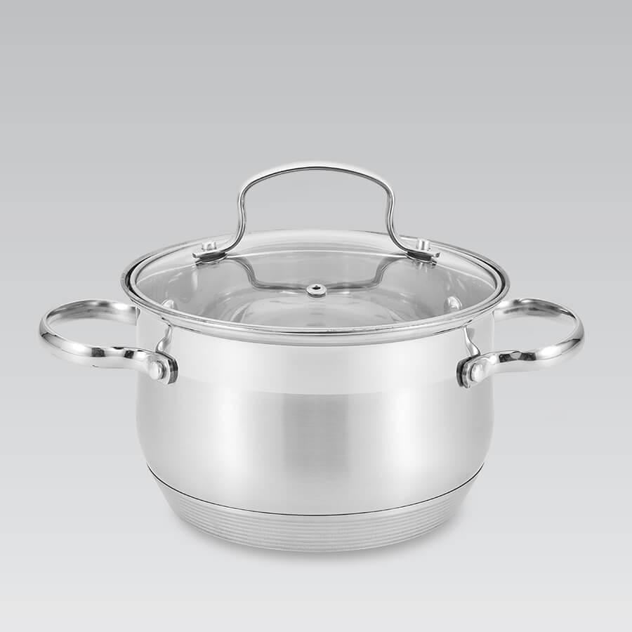 Кастрюля из нержавейки с многослойным дном для всех видов плит 2,1 л (MR-3512-16)