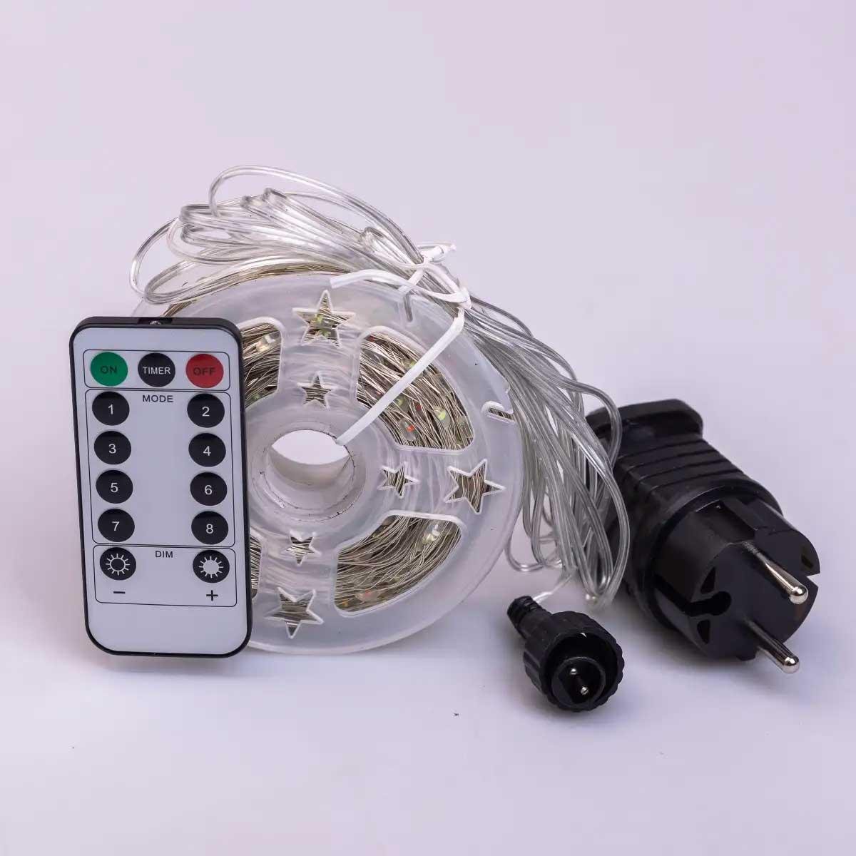 Гірлянда-роса на пульті на 1000 LED світлодіодів крапля білий провід 100 м Різнокольоровий (5358) - фото 1