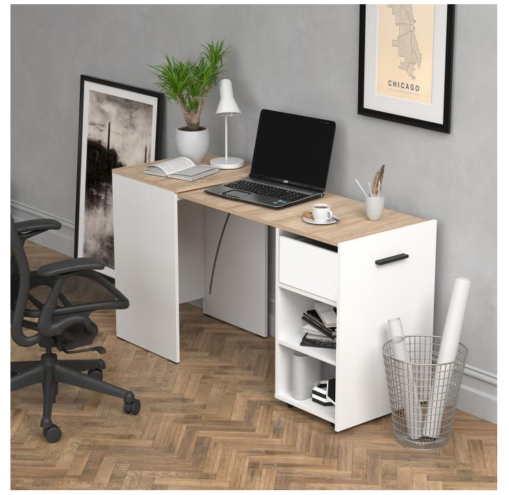 Стіл-трансформер Knap Knap Hobana Ш1 140х50х75,6 см Білий/Дуб сонома - фото 4 Стіл-трансформер Knap Knap Hobana Ш1 140х50х75,6 см Білий/Дуб сонома - фото 4