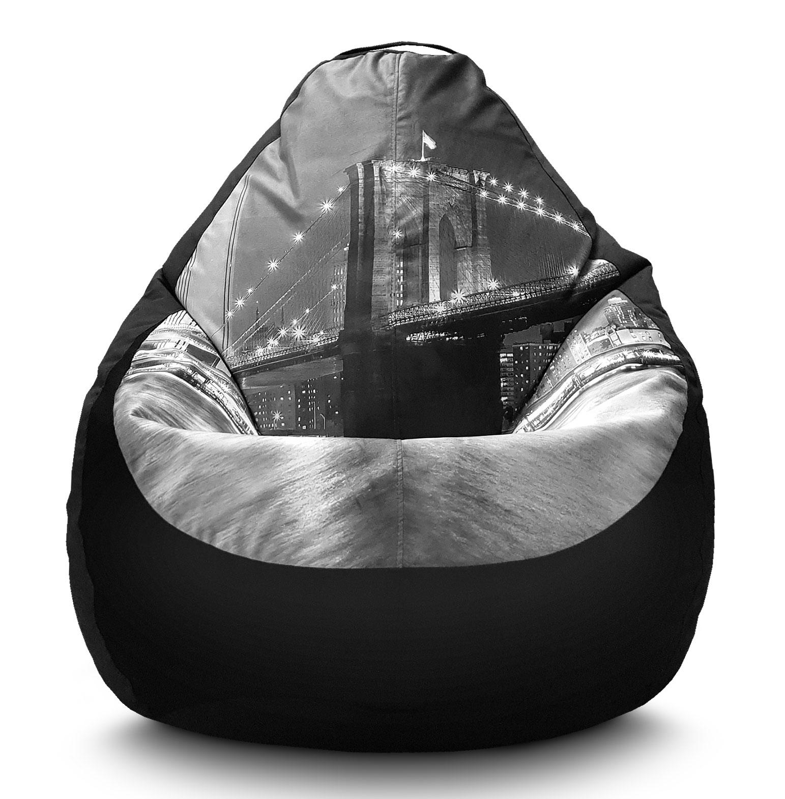 Кресло мешок iPuff Нью-Йорк Бруклинский мост Флок XL 80x110 см