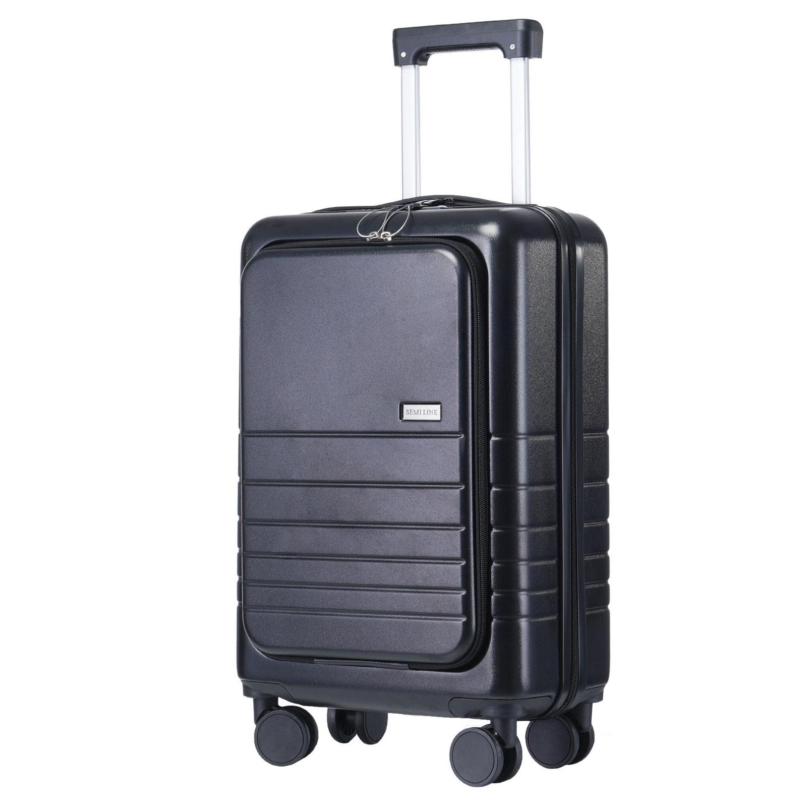 Валіза SEMI LINE 20" T5964-2 ABS з USB-зарядкою та відділенням для ноутбука ручна поклажа Чорний