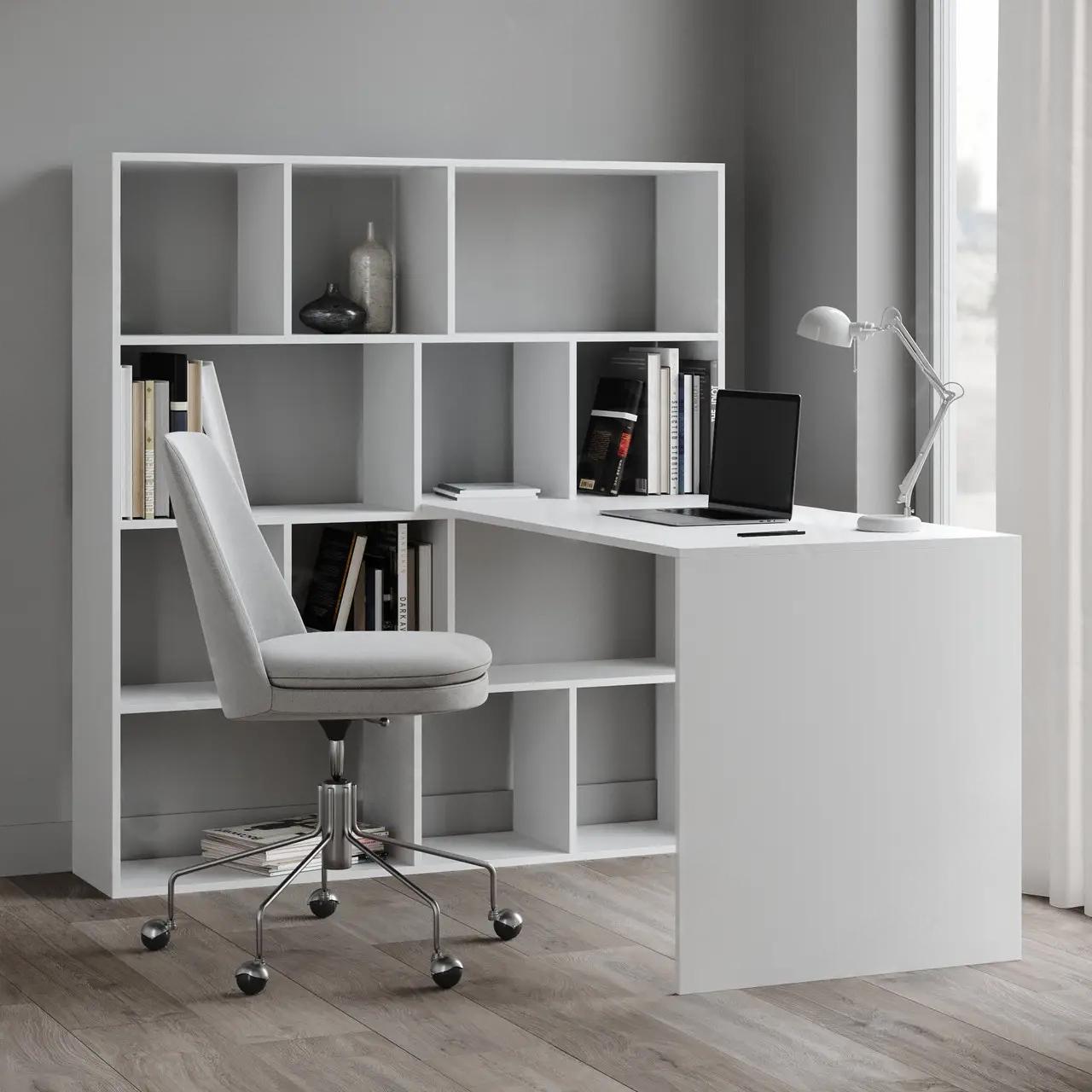 Письмовий стіл зі стелажем Id0083 ДСП 1450x664x743 мм Білий - фото 1 Письмовий стіл зі стелажем Id0083 ДСП 1450x664x743 мм Білий - фото 1