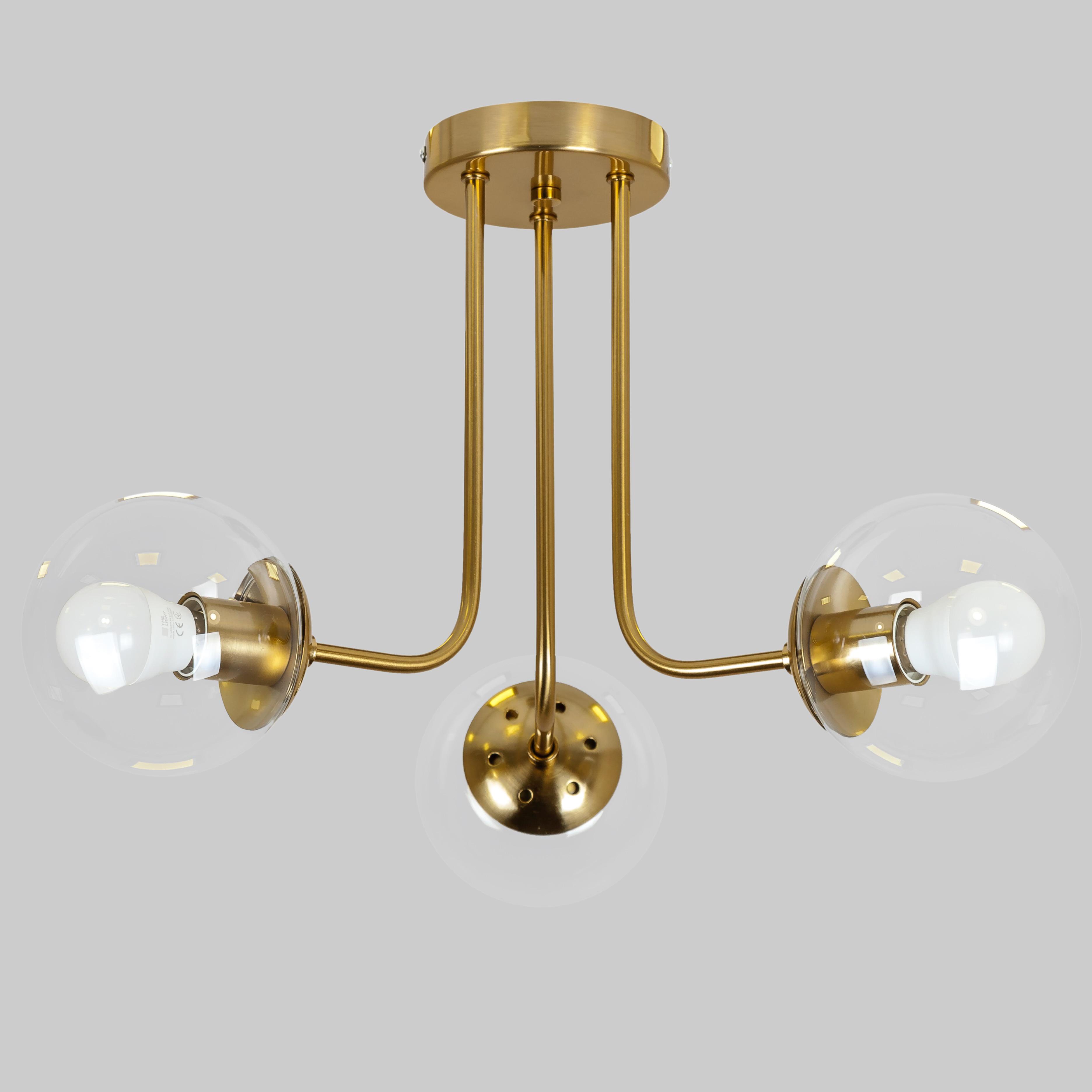Люстра стельова Triple Glow з 3 плафонами-кулями Бронзовий (52-9908-3 BRZ+CL) - фото 1 Люстра стельова Triple Glow з 3 плафонами-кулями Бронзовий (52-9908-3 BRZ+CL) - фото 1