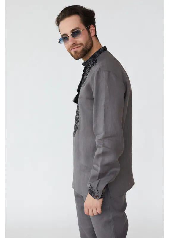 Вышиванка мужская р. 48 Графит (544) - фото 6 Вышиванка мужская р. 48 Графит (544) - фото 6