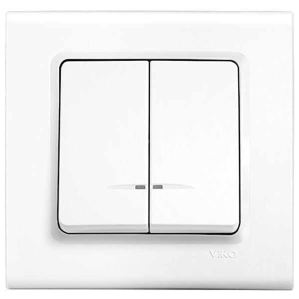Выключатель двухклавишный Viko Linnera с подсветкой Белый (27549292)