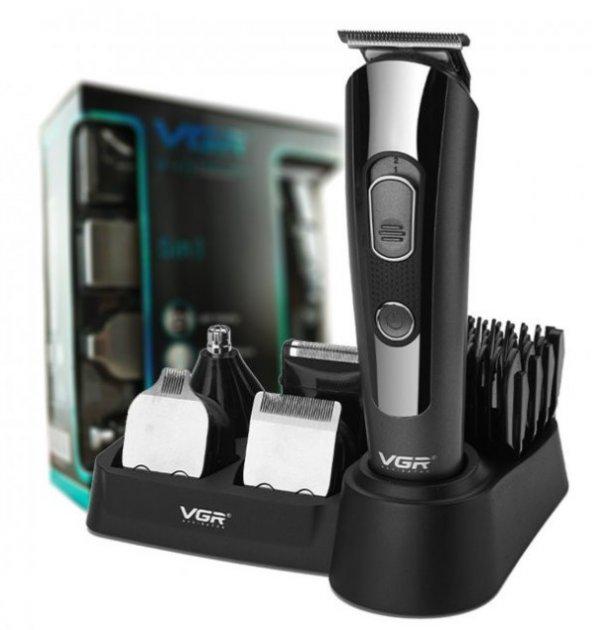 Машинка для стрижки VGR 5в1 аккумуляторный беспроводной триммер Черно-серый (8459263)