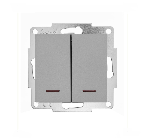 Выключатель двухклавишный Lezard Vesna с подсветкой Серый (26622257)