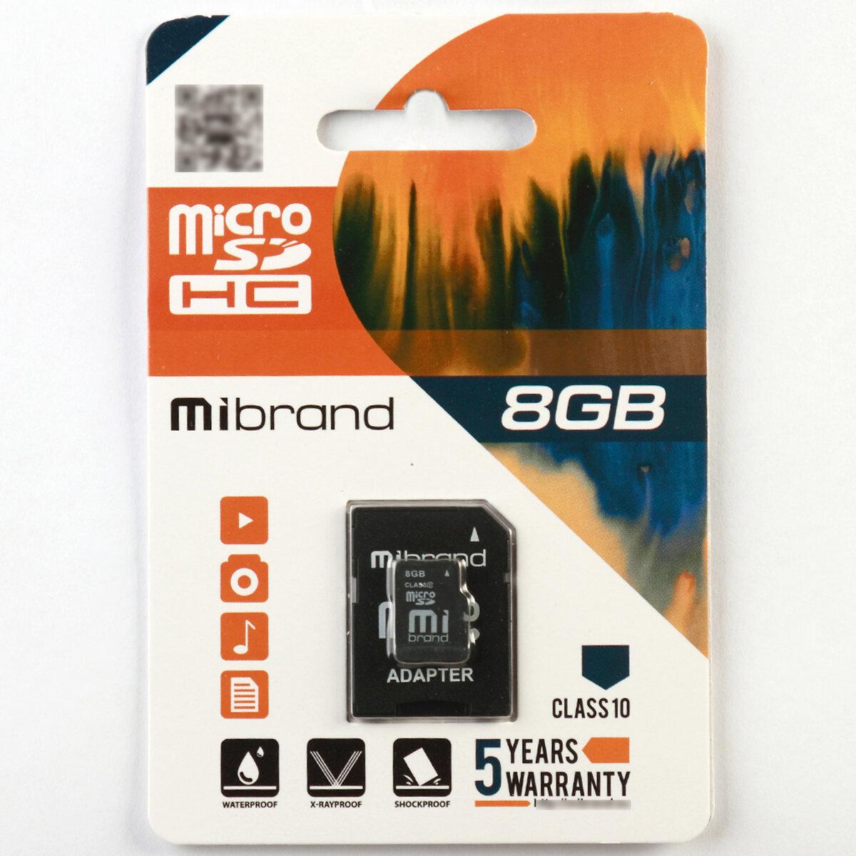 Карта пам'яті microSDHC Mibrand 8 Gb class 4