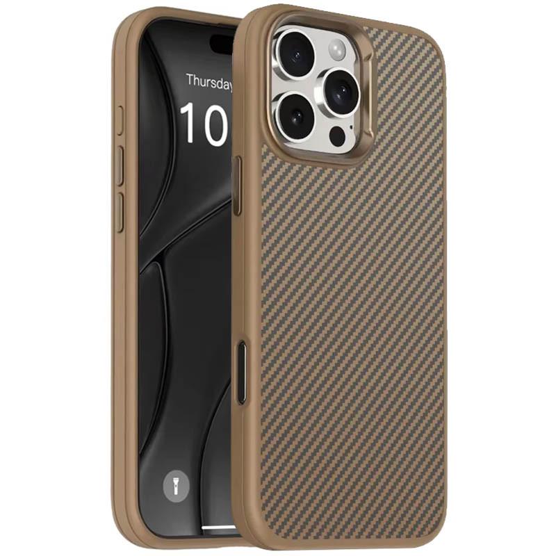 Противоударный чехол TPU+PC Carbon with MagSafe для Apple iPhone 16 Pro (6.3") Golden Rose