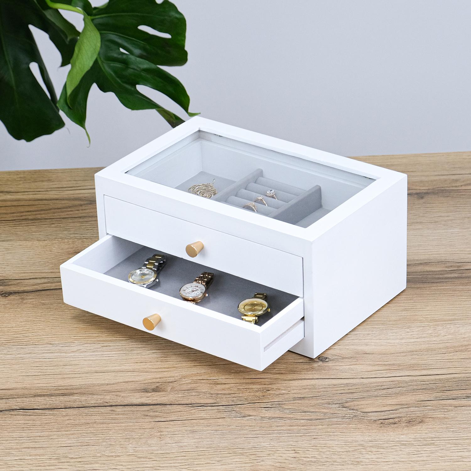 Шкатулка для украшений Гранд Презент двухслойный 31х19х13 см Белый (JZ-036-2)