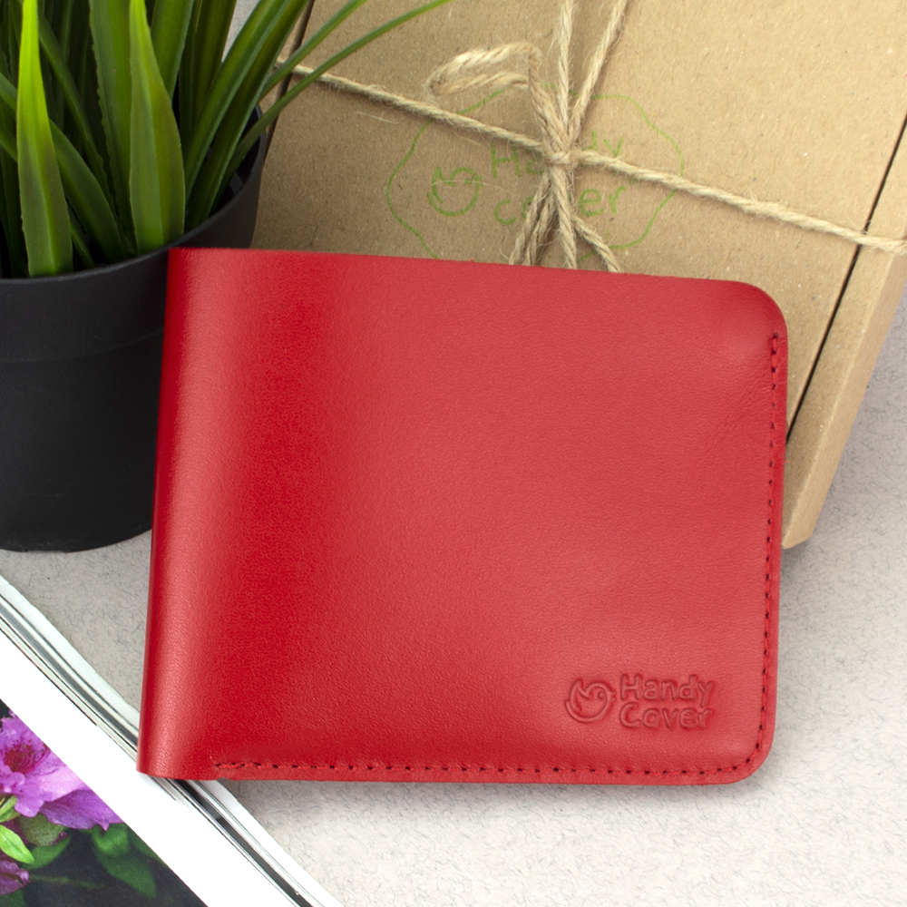 Портмоне женское кожаное HC-501 на кнопке Красный