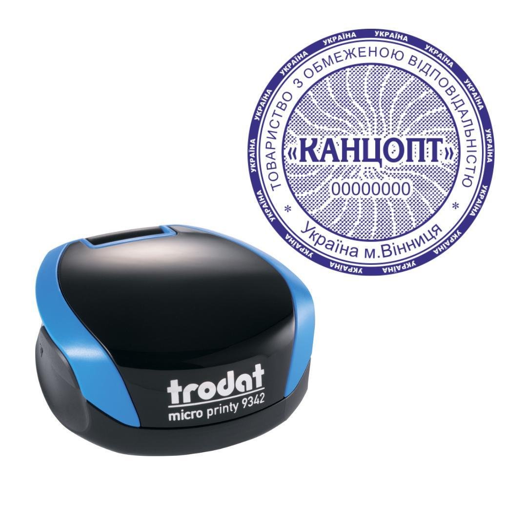 Печать ТОВ на карманном оснащении Trodat Micro Printy 9342 d 42 мм Синий (ООО24/9342/BL)