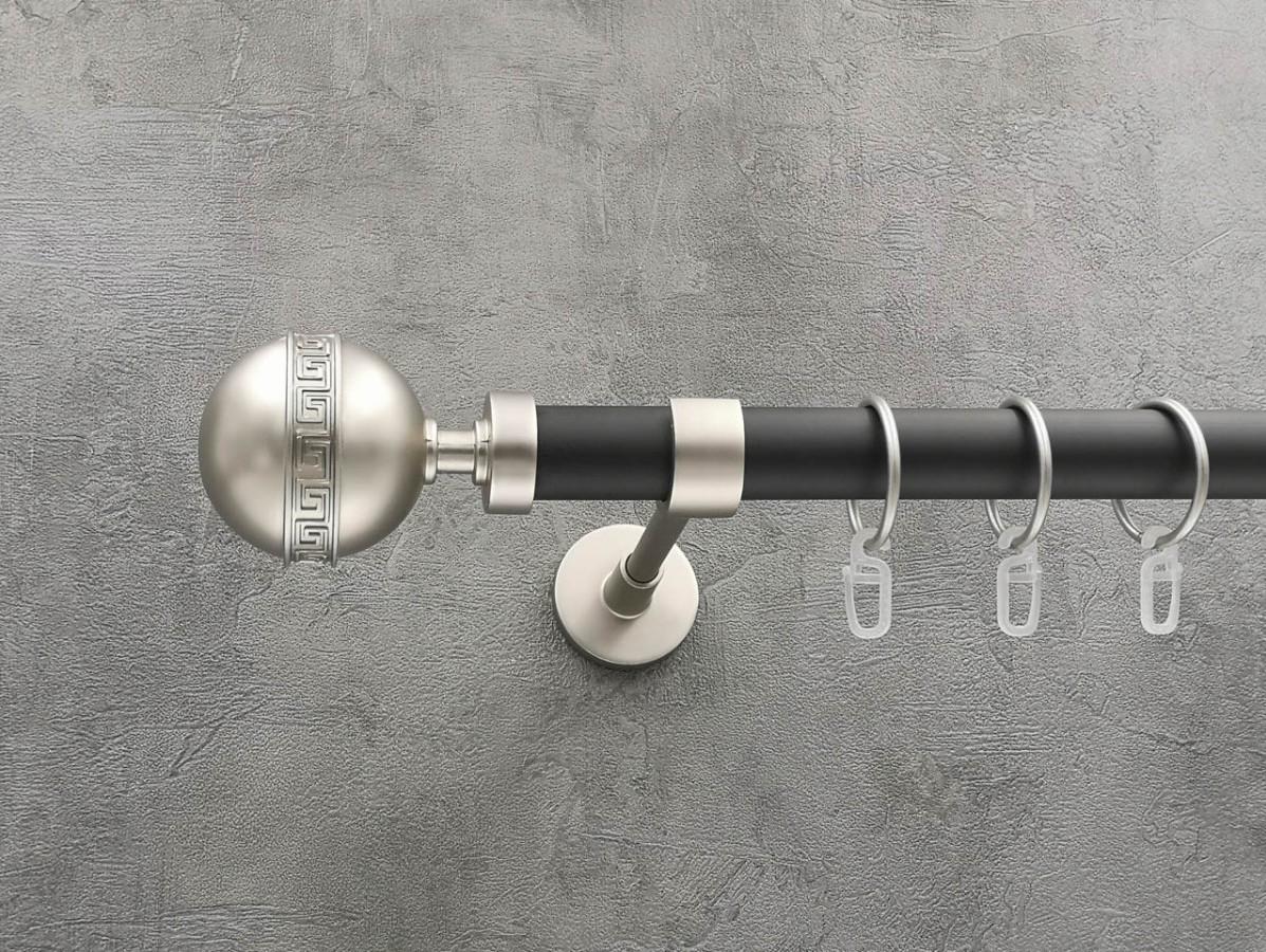 Карниз Quadrum Таврика гладка штанга одинарний модерн 25 мм 300 см Сатин/Чорний матовий (272278501)