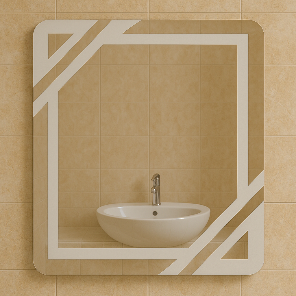 Зеркало пескоструйное MPS-48 45х45 см без подсветки с декором