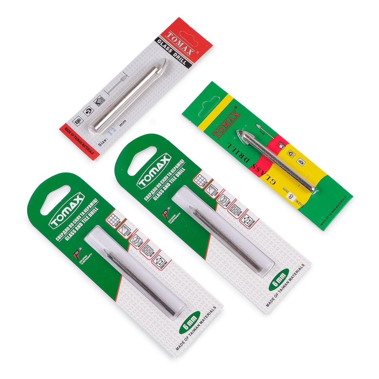 Свердла для плитки та скла TOMAX 6-12 мм 4 шт. (2748029924) Свердла для плитки та скла TOMAX 6-12 мм 4 шт. (2748029924)