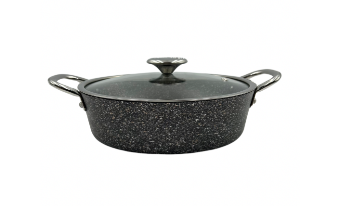 Кастрюля-сотейник с крышкой OMS из литого алюминия для газа и индукции 2,7 л Черный (3316-2.7)